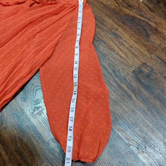 Nanette Pleta Cup Split Neck Three Quarter Sleeve Dot Print Dress Orange Size 6 - Picture 12 of 12